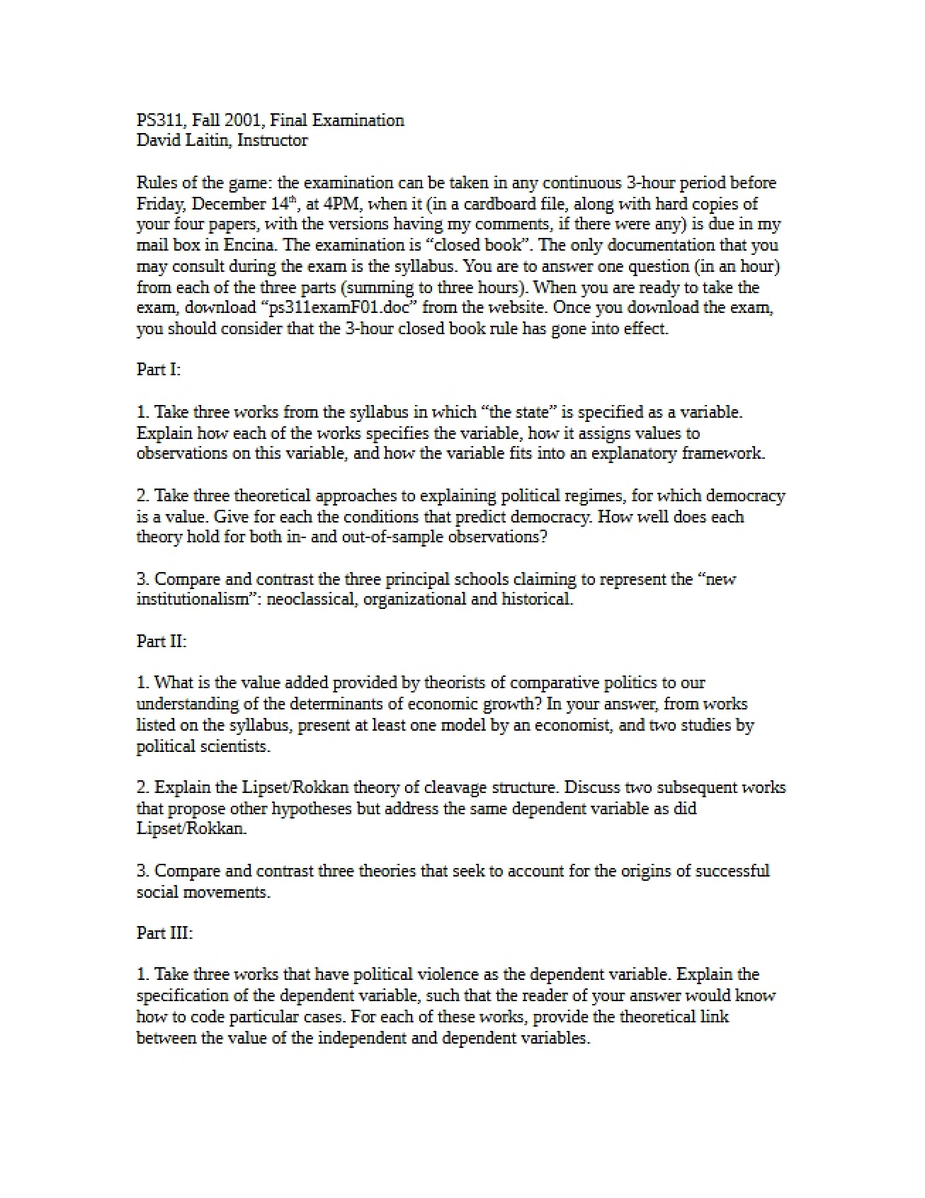Advanced Study Notes for Political Economy