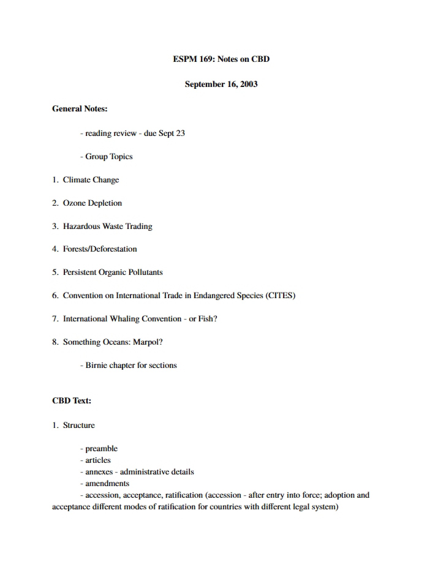 CBD Notes