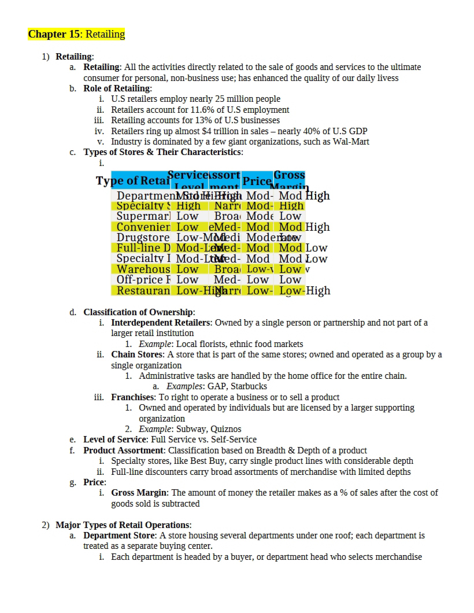 Retailing Concepts - Chapter 15