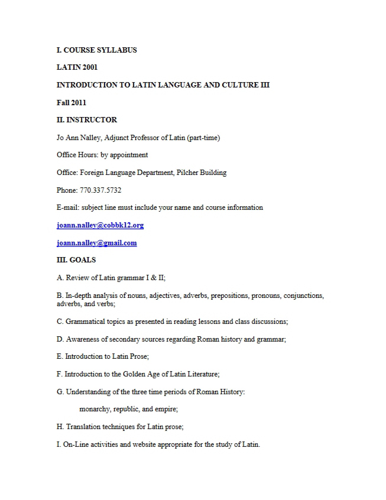 LATN 2001 Learning Plan