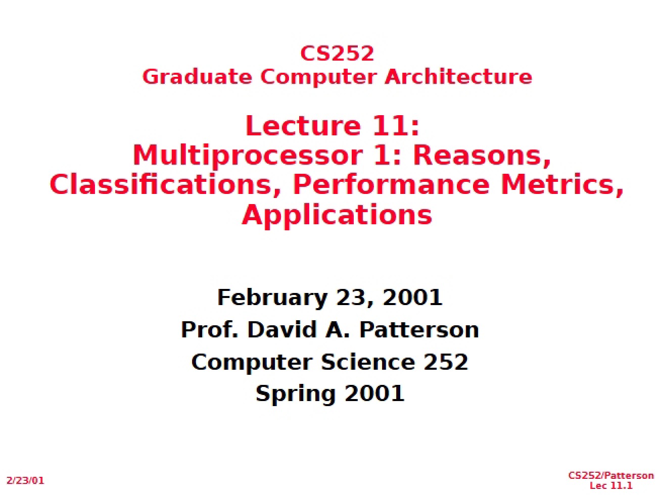 Multiprocessor 1 (Lecture 11)