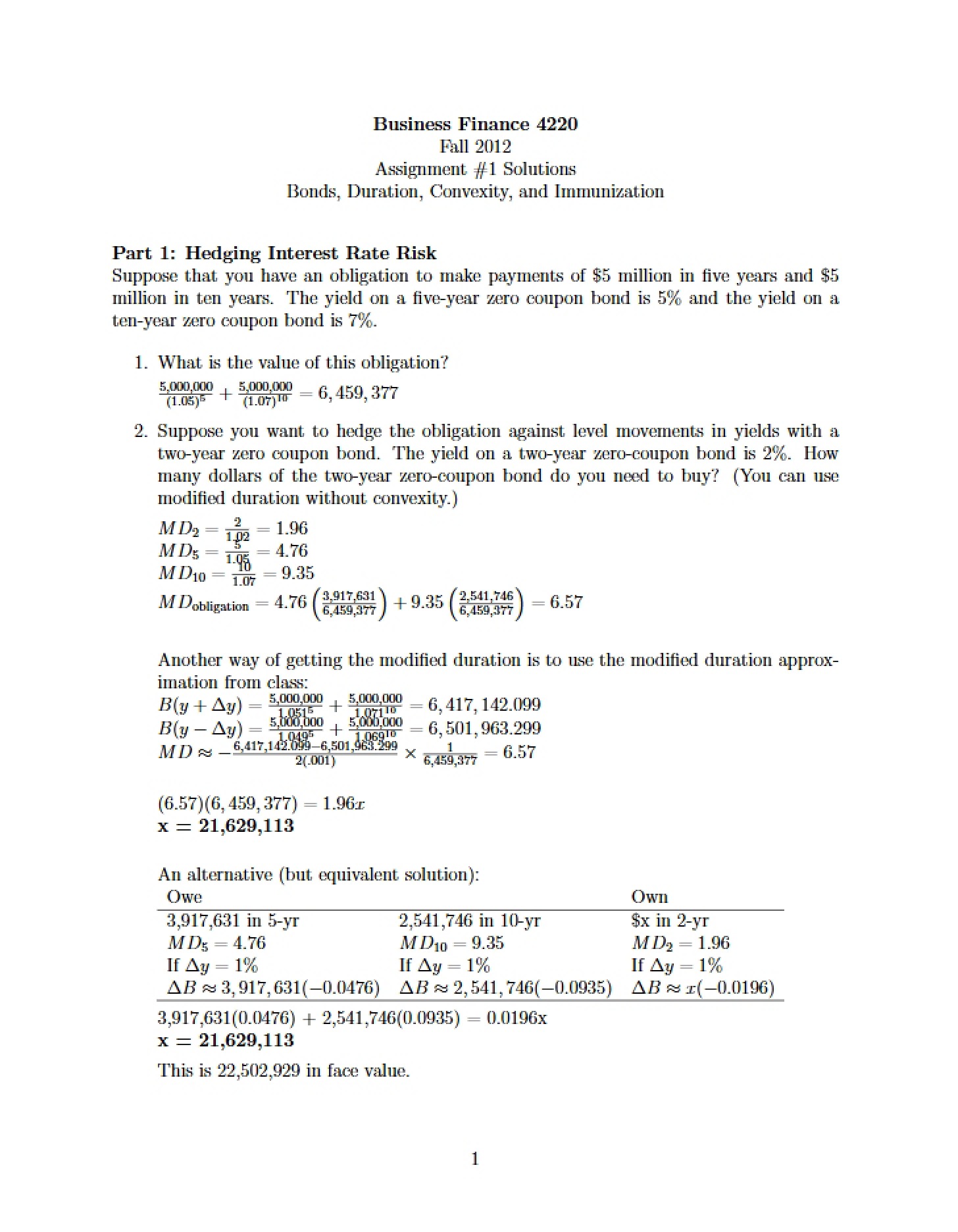 Problem Set One Submission