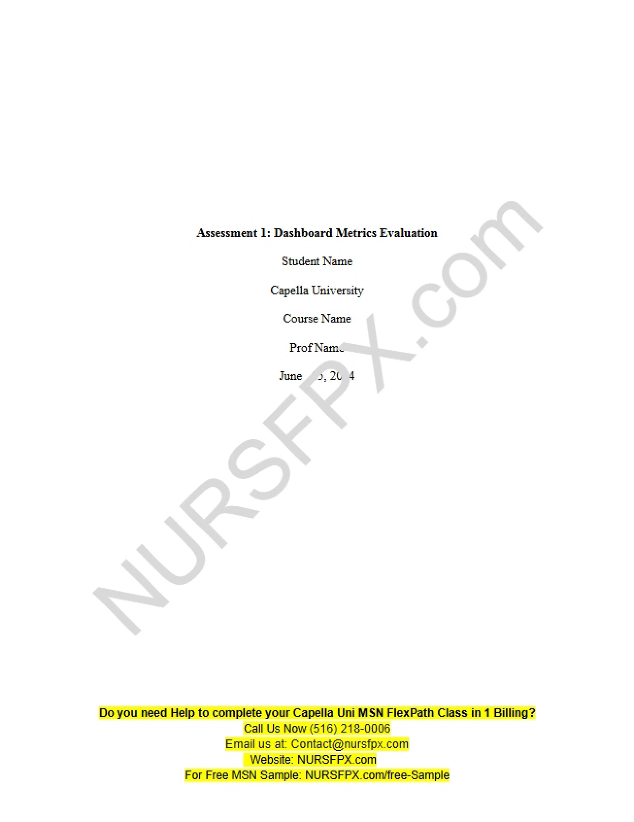 Evaluation of Dashboard Metrics (Assessment 1) - 5 Pages