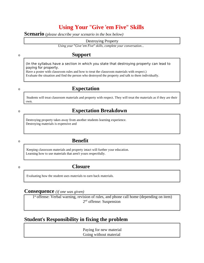 Consequences of Destroying and Developing Respectful Behavior