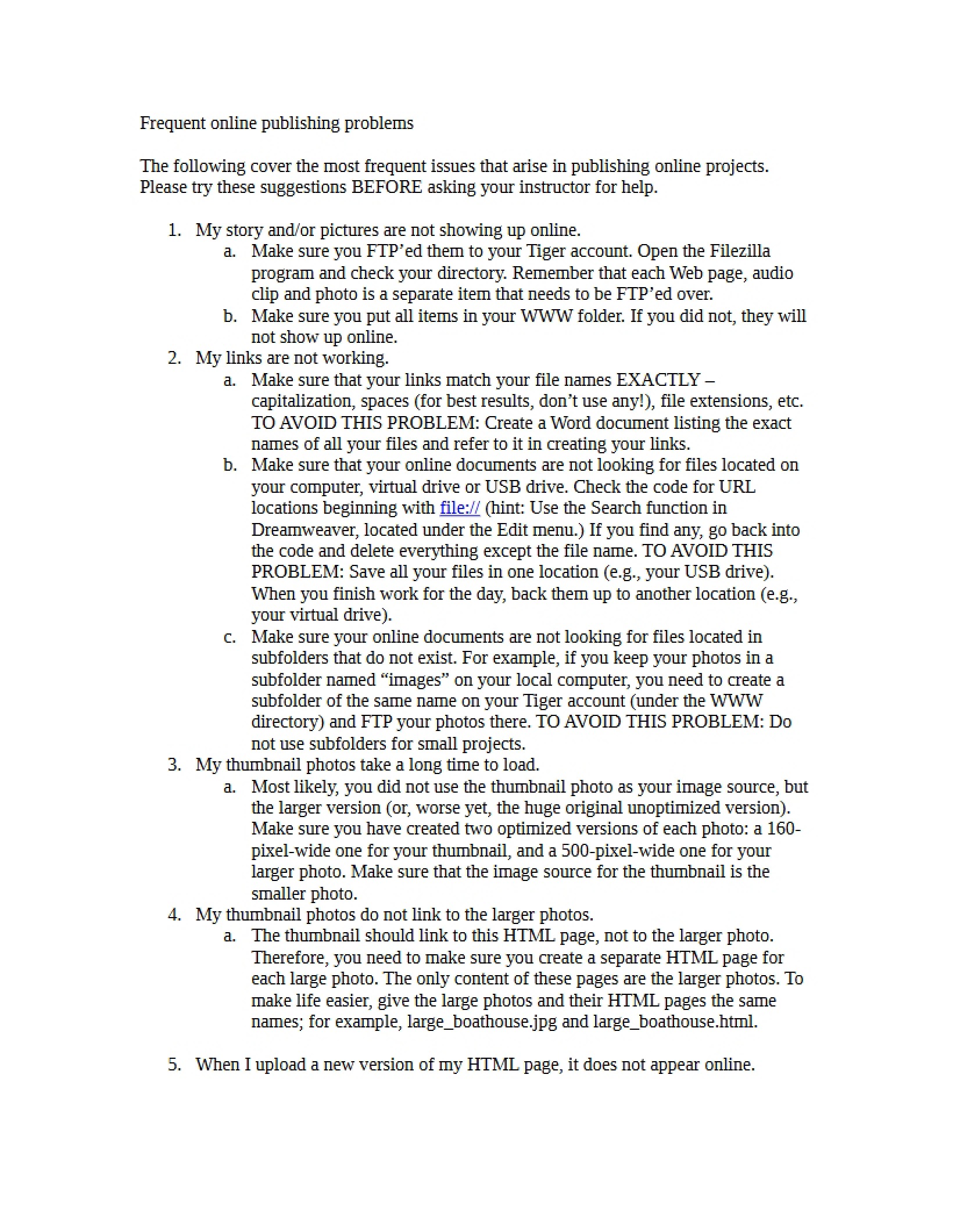Problems Frequently Encountered in Online Publishing