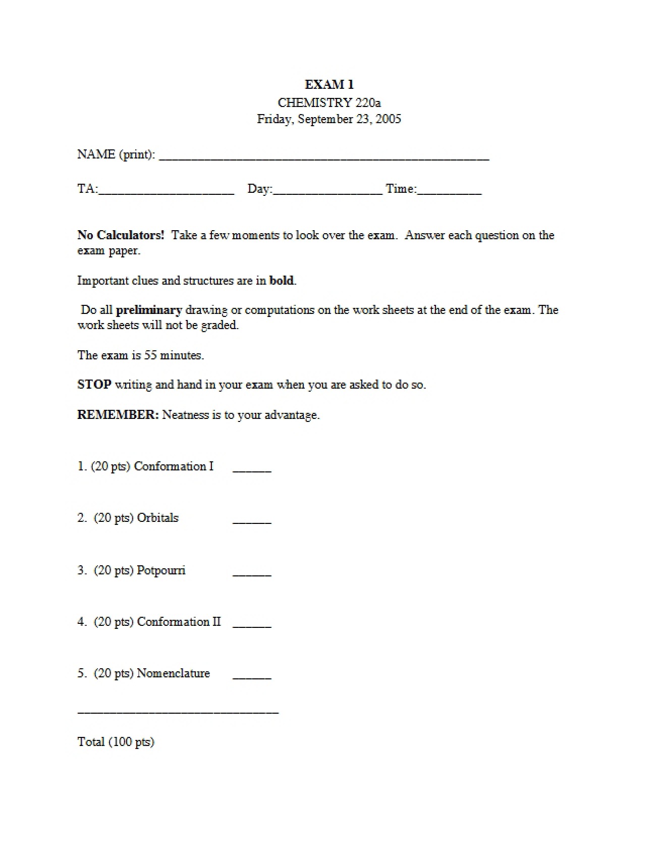 First Exam