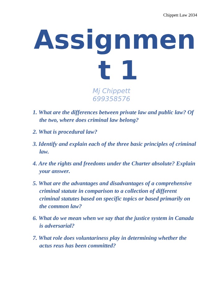 Assignment 1 - MJ Chippett