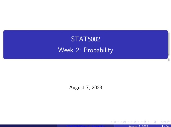 Probability - Lecture 2