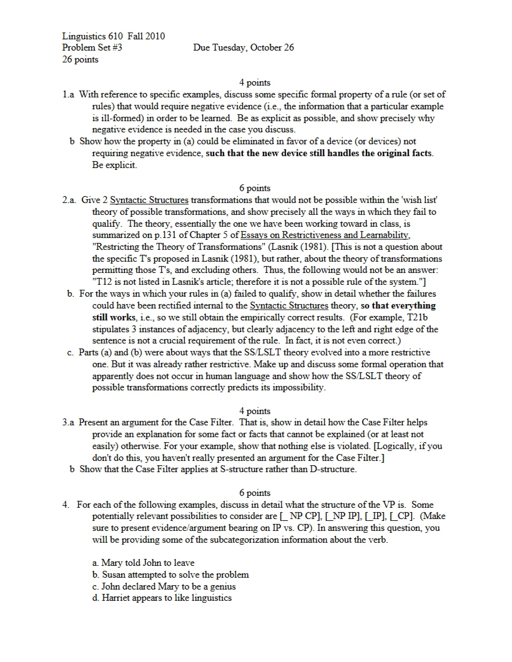 Third Problem Set