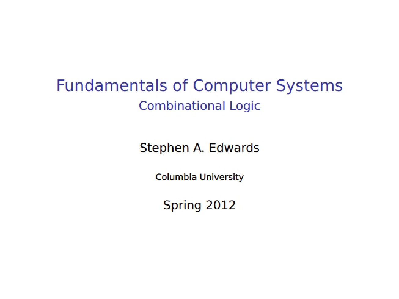 Combinational Logic