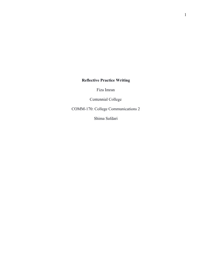 Reflective Writing Practice