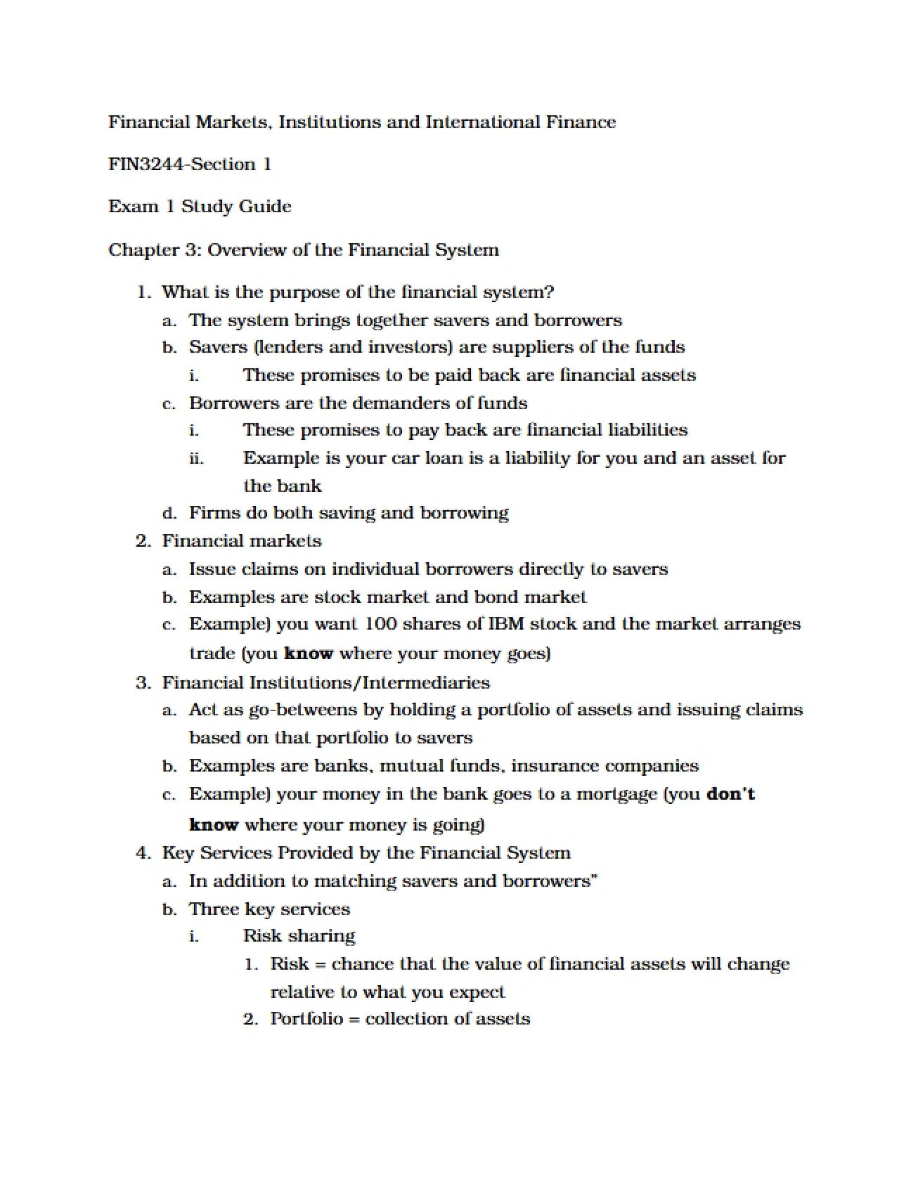 Study of the Financial Markets
