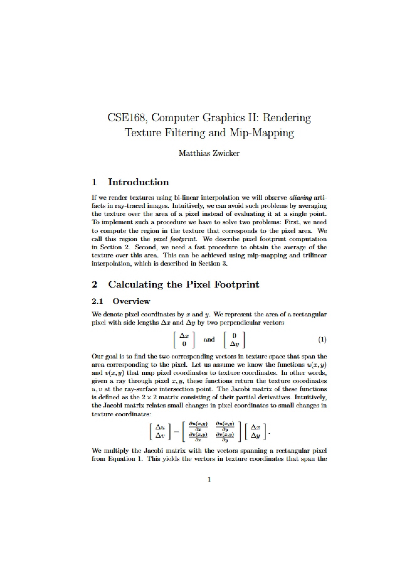 Mip-Mapping and Texture Filtering in Rendering
