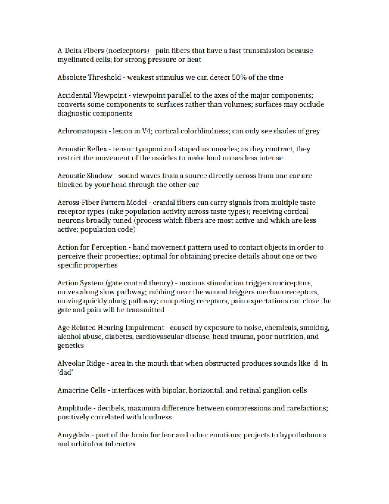 Sensation and Perception Notes - Part 1