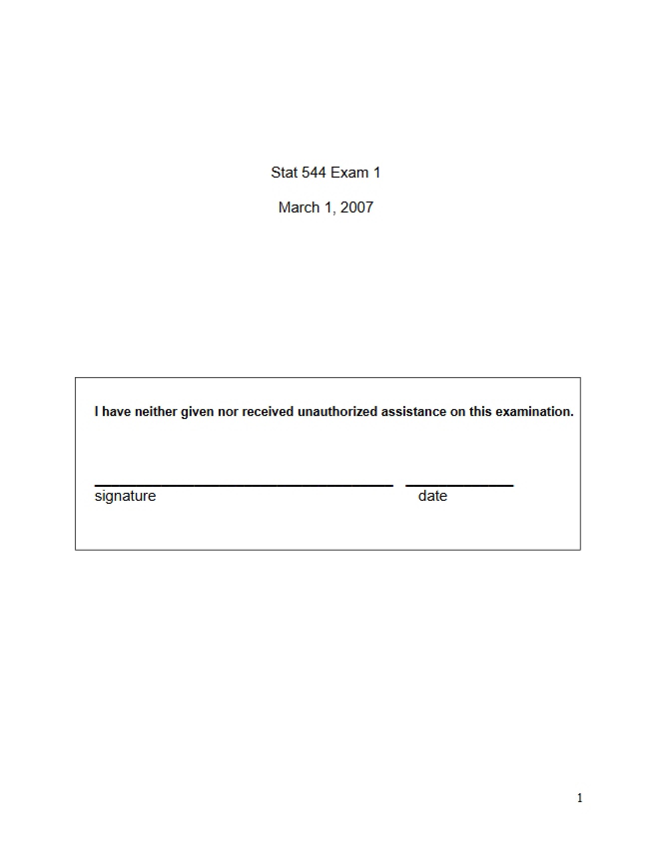 Bayesian Statistics First Examination