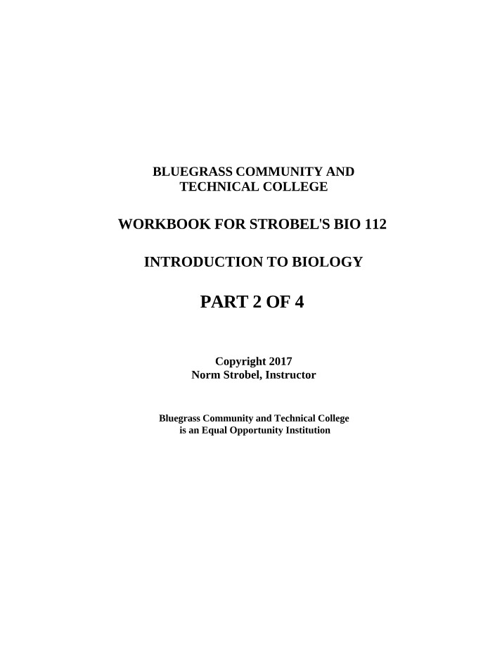 Workbook Part 2 for Introduction to Biology
