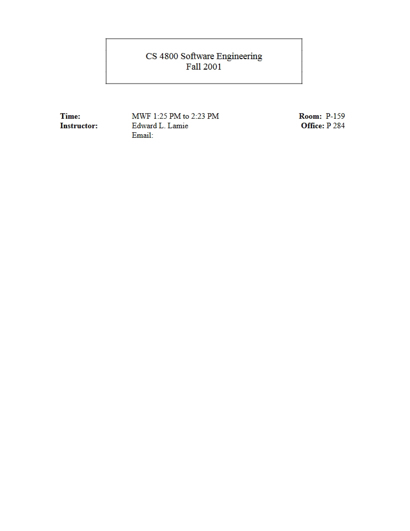 Software Engineering Syllabus