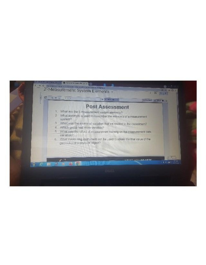 Post Assessment - Measurement System Elements