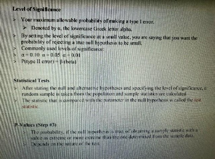 Statistical Tests and P-Values - Level of Significance Notes