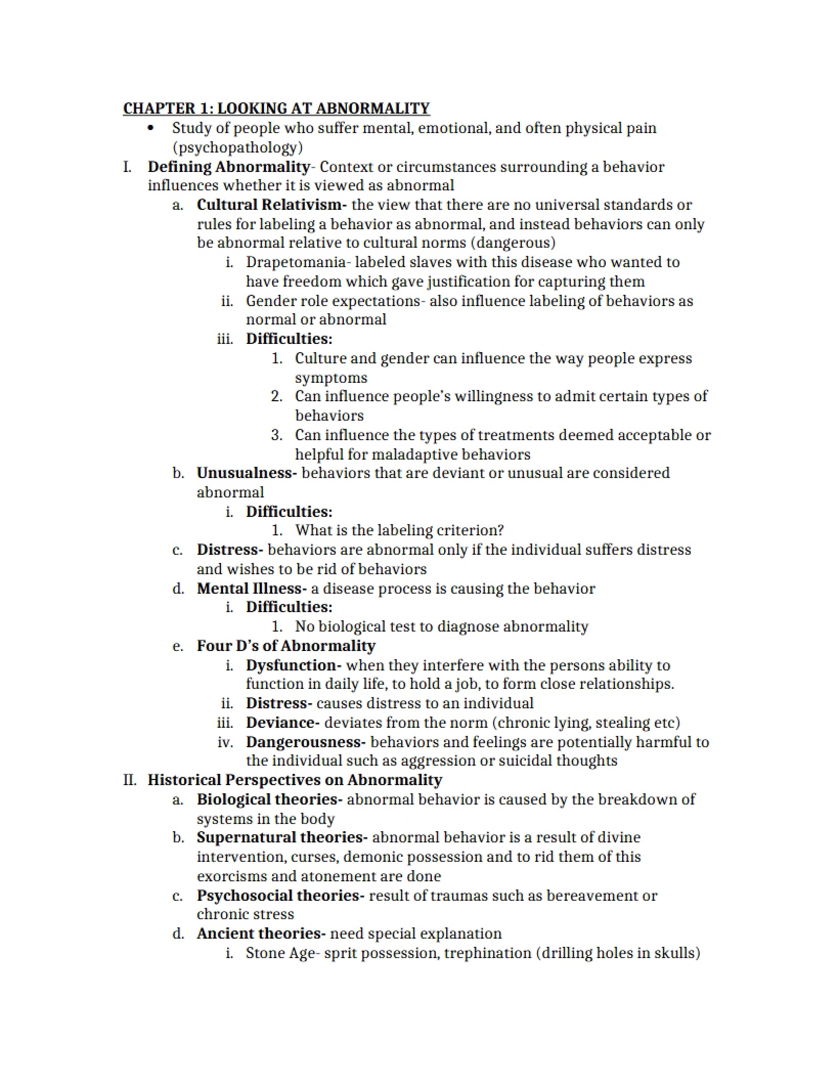 Abnormality Perspectives (Ch 1)