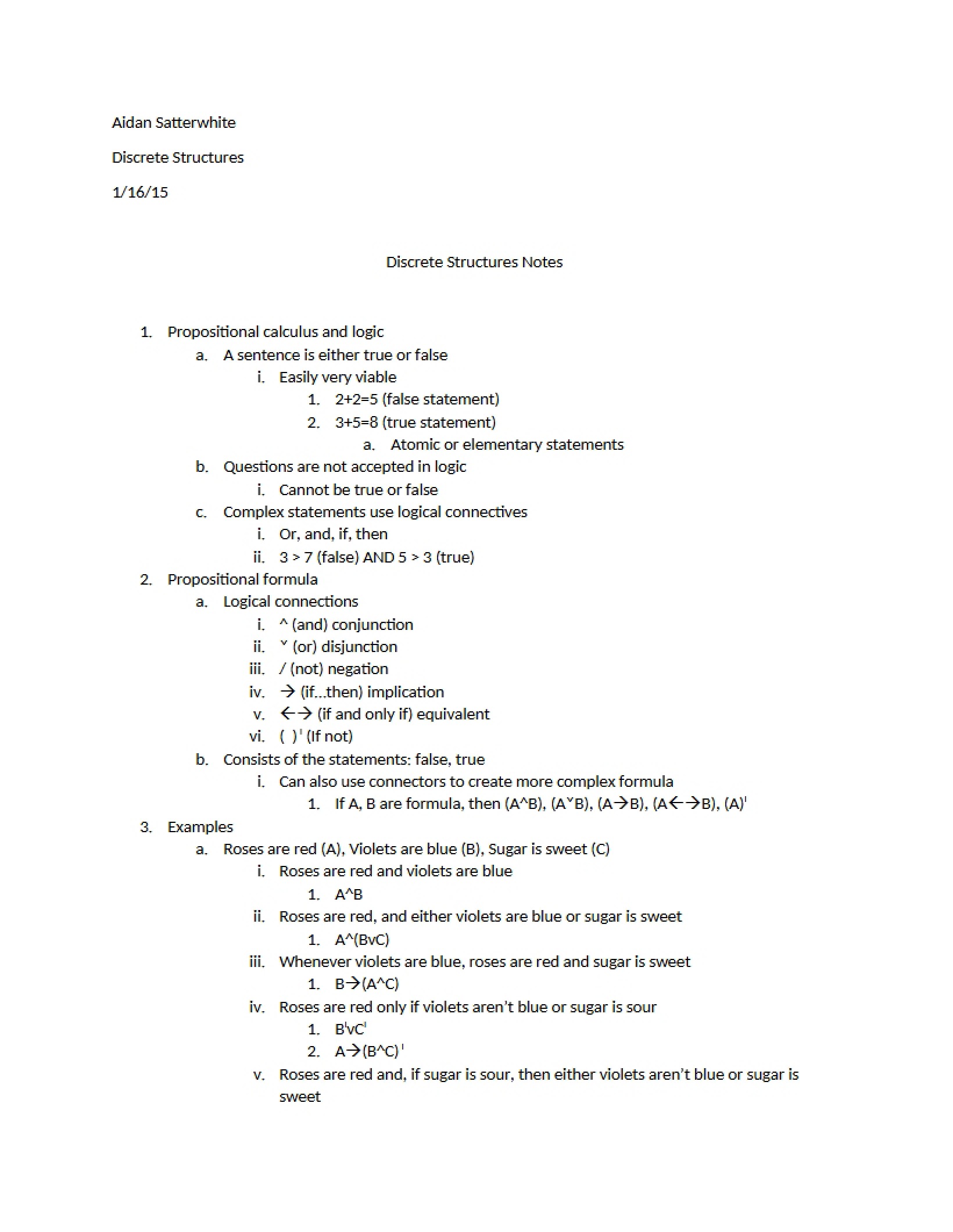 Notes on Discrete Structures