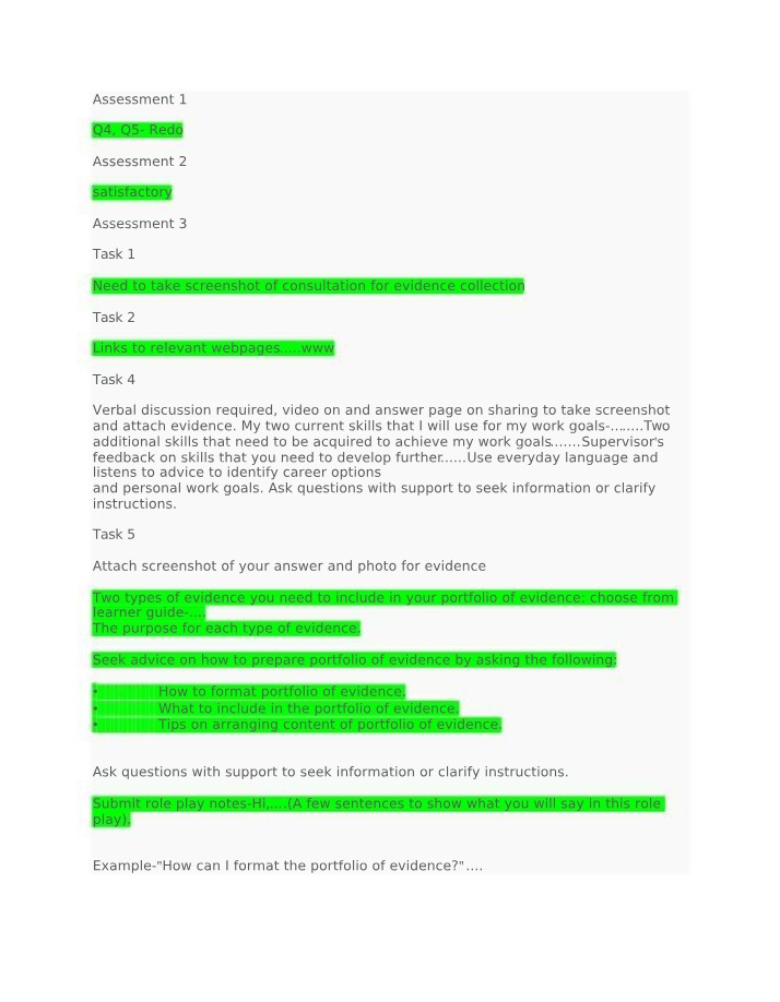 Feedback for BSBPEF101