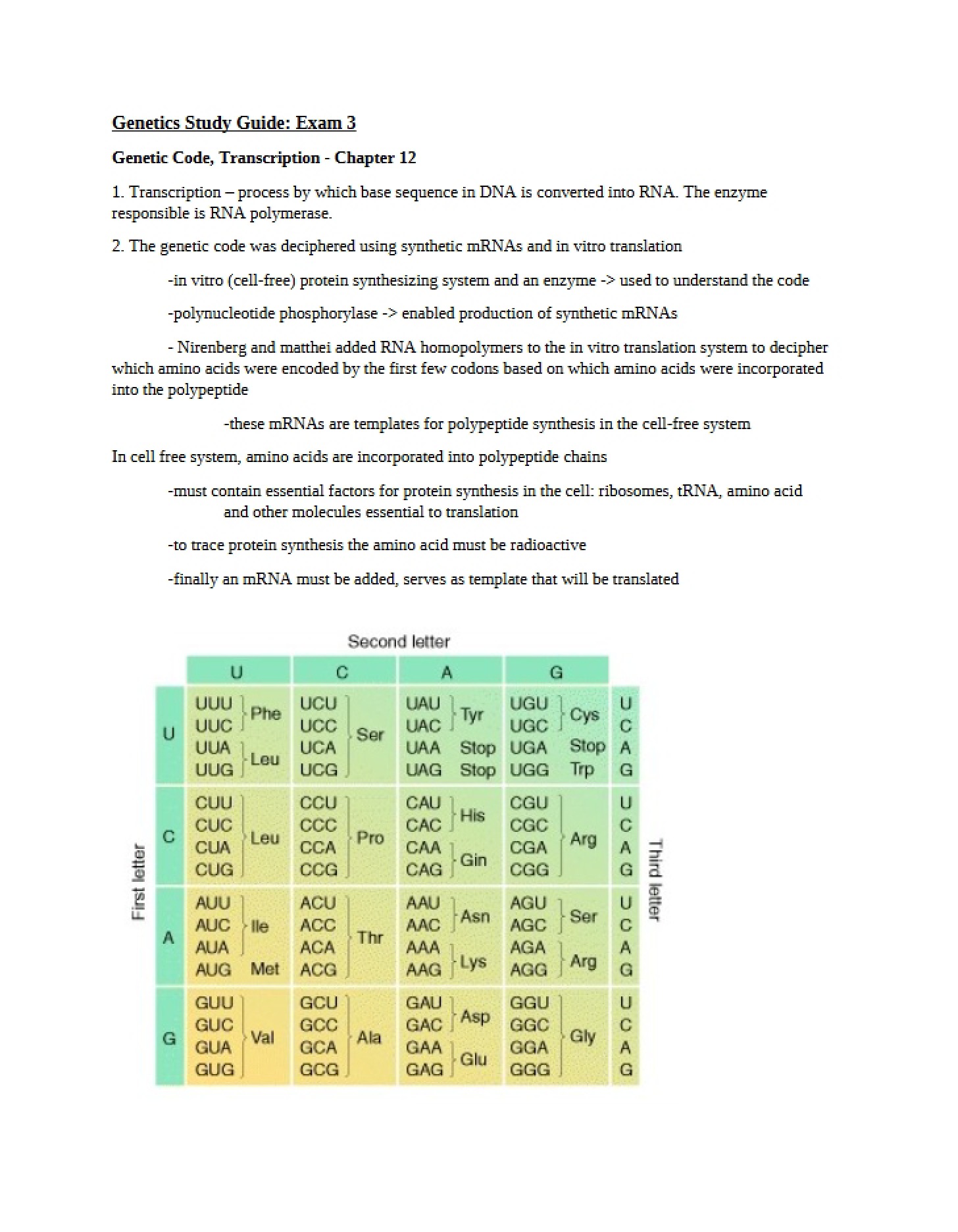 Study Guide for Third Genetics Exam