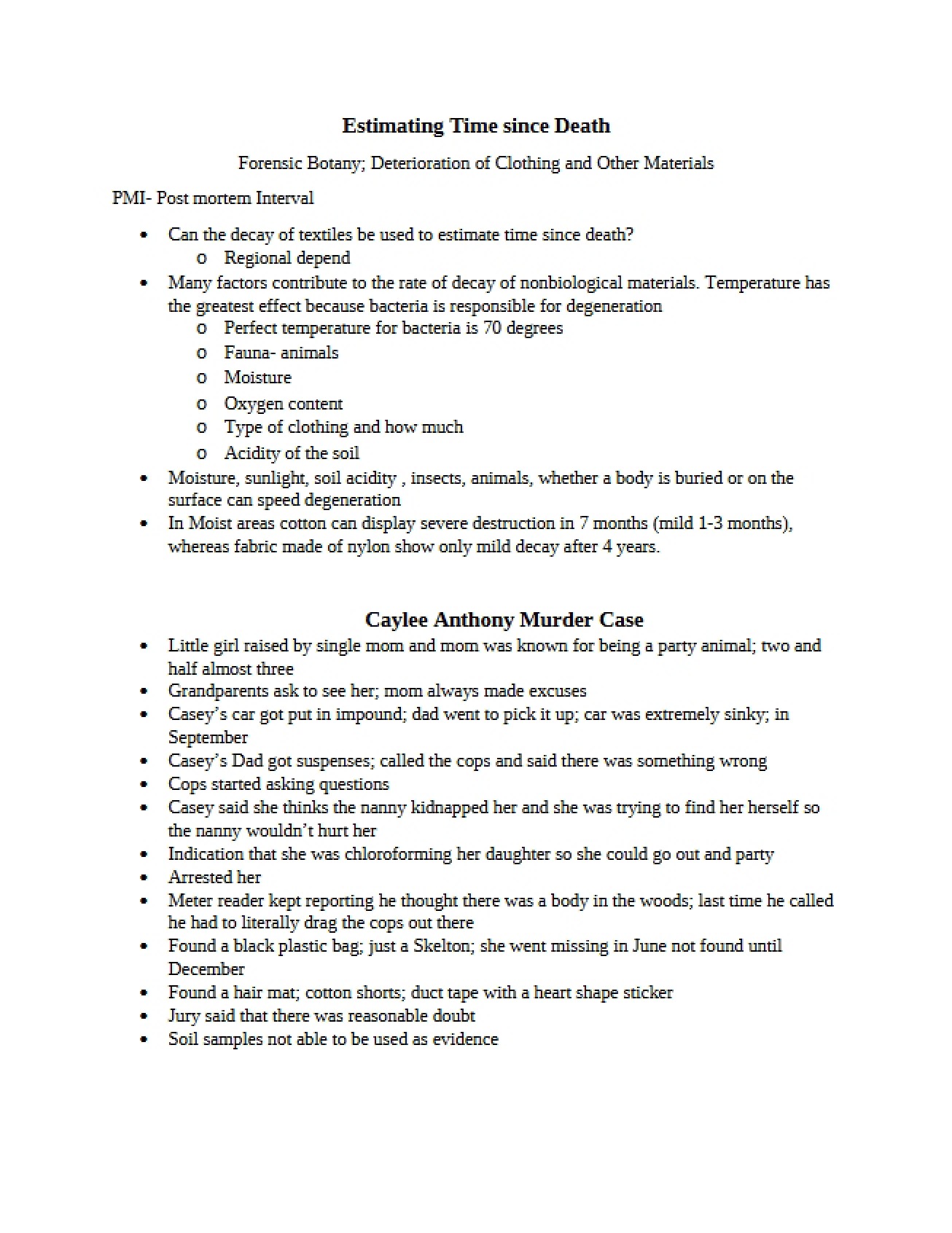 Methods for Estimating Postmortem Interval