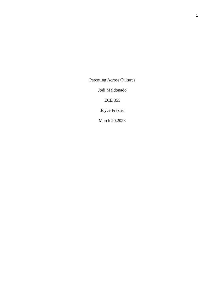 Parenting Across Cultures - Different Perspectives