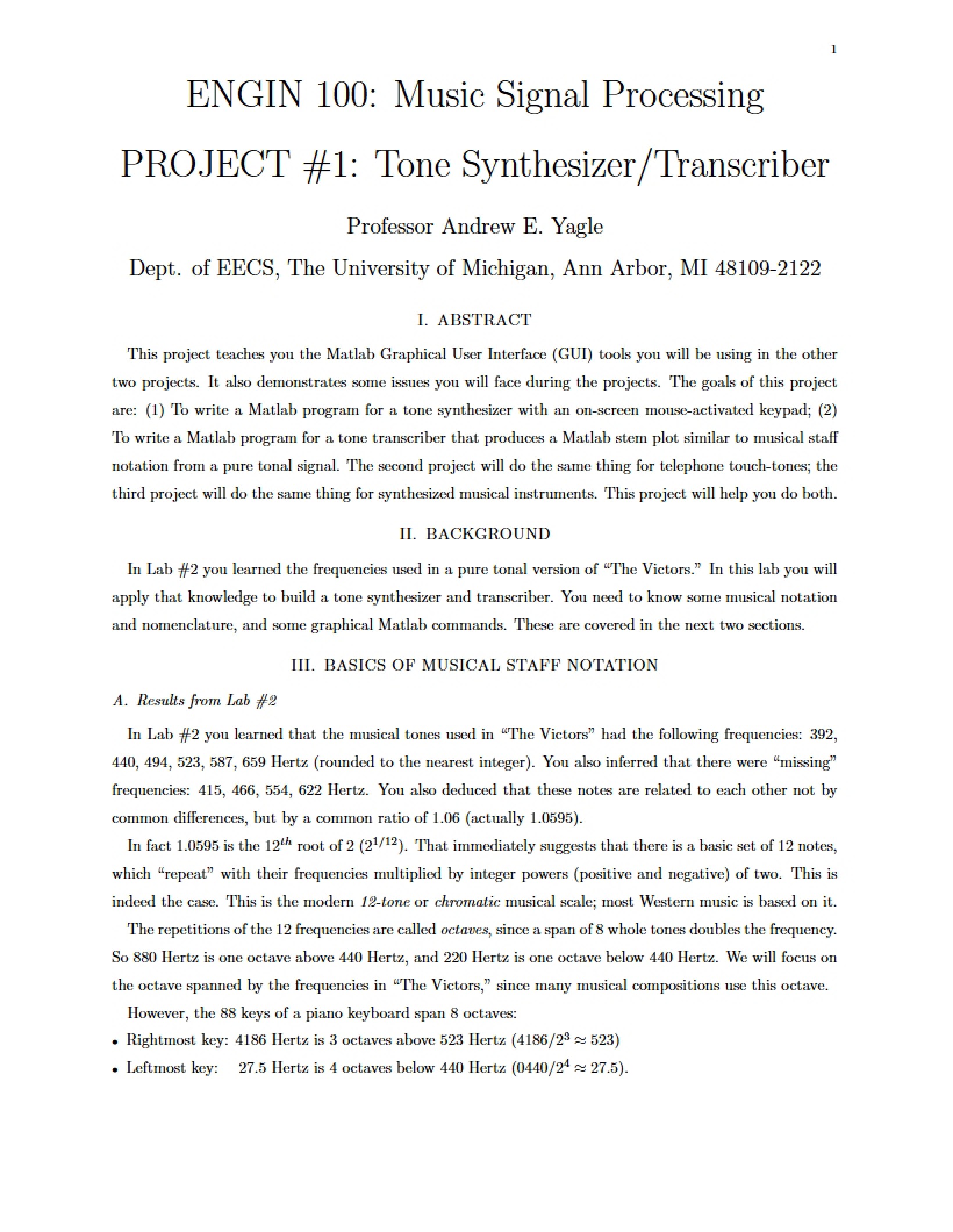 Music Signal Processing Notes