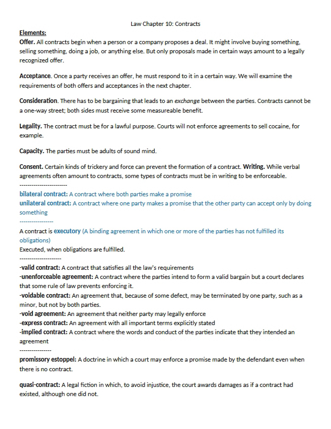 Contract Law Chapter Ten
