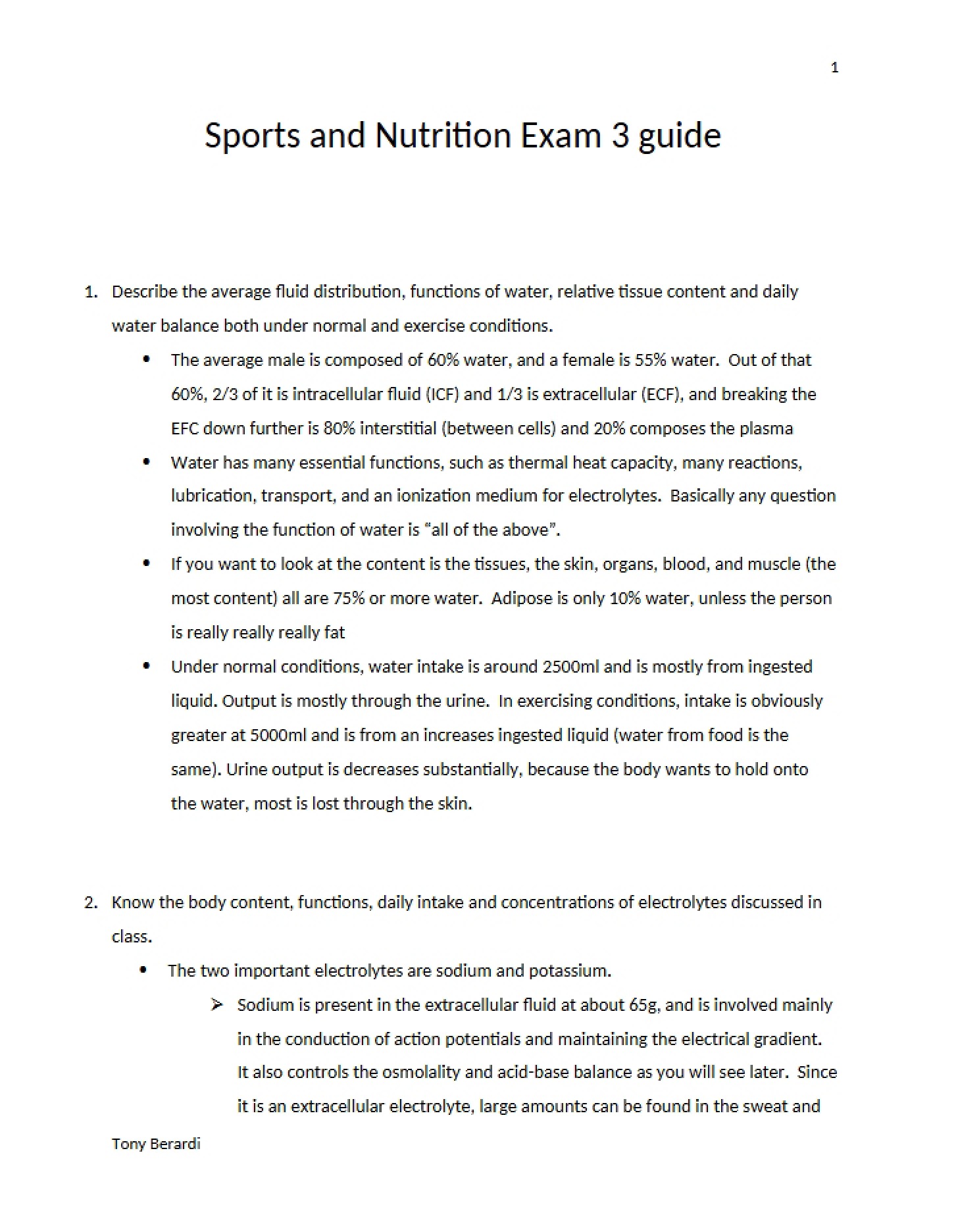 Guide for Exam 3 Sports and Nutrition