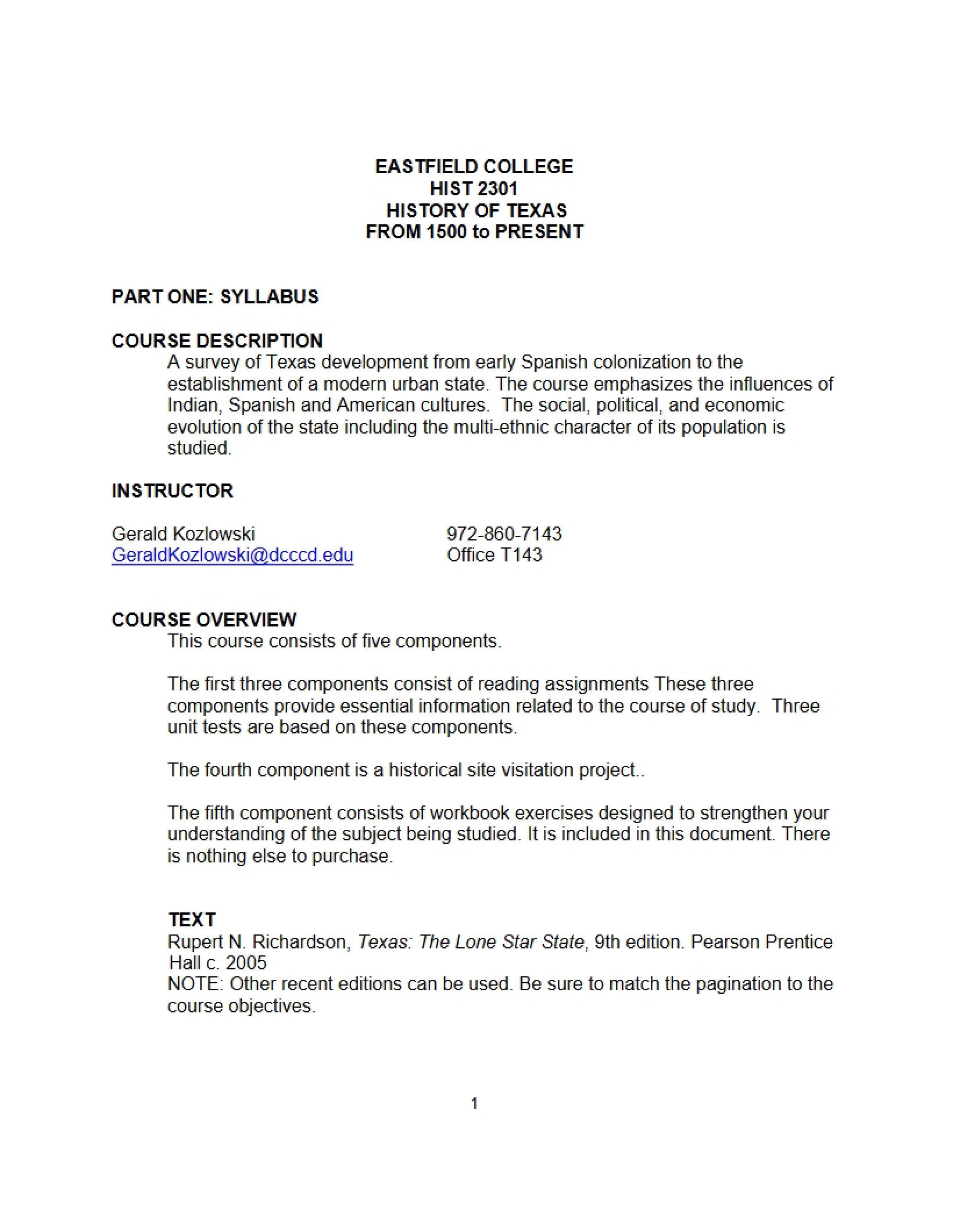 Syllabus - HIST 2301