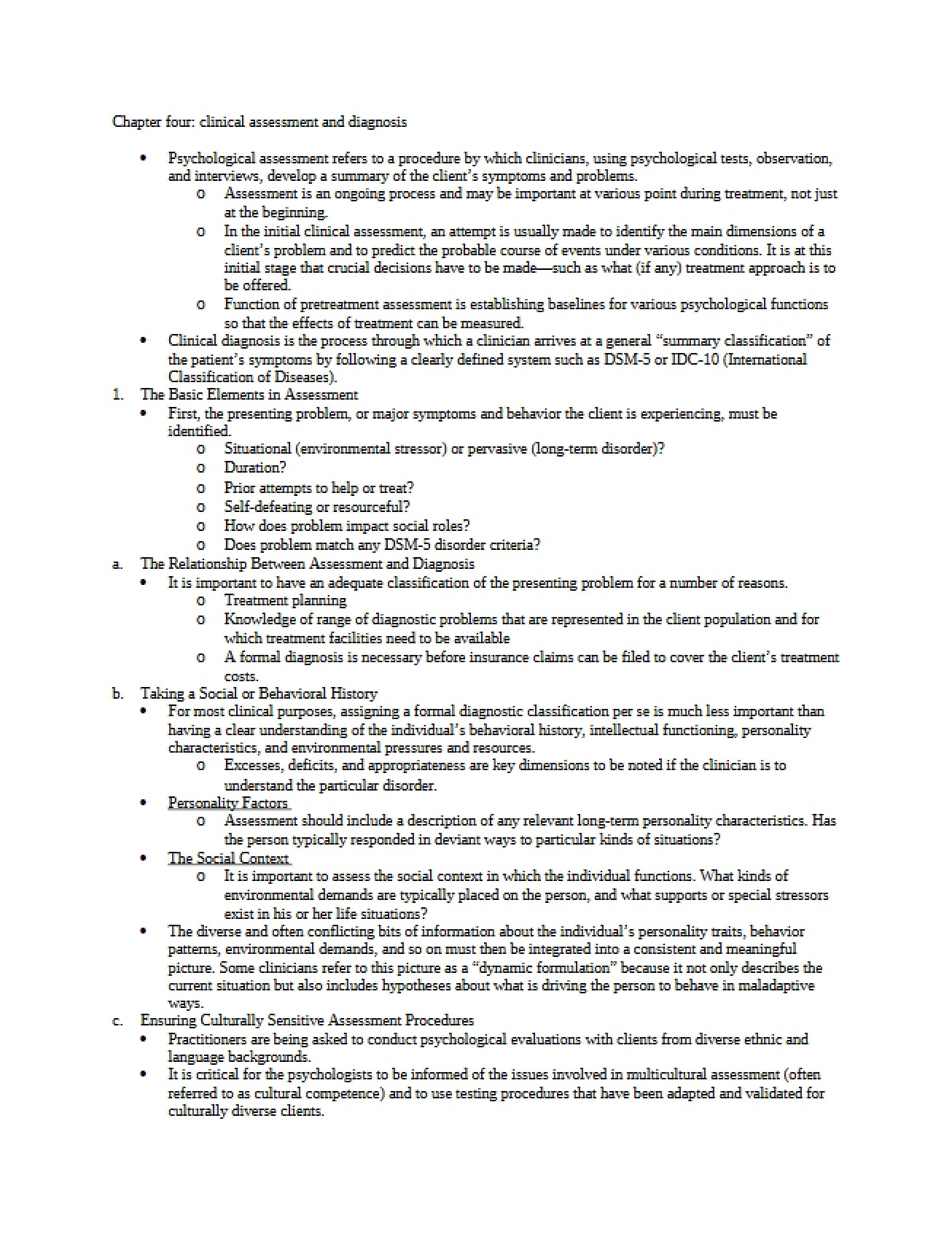 Framework for Psychological Diagnosis