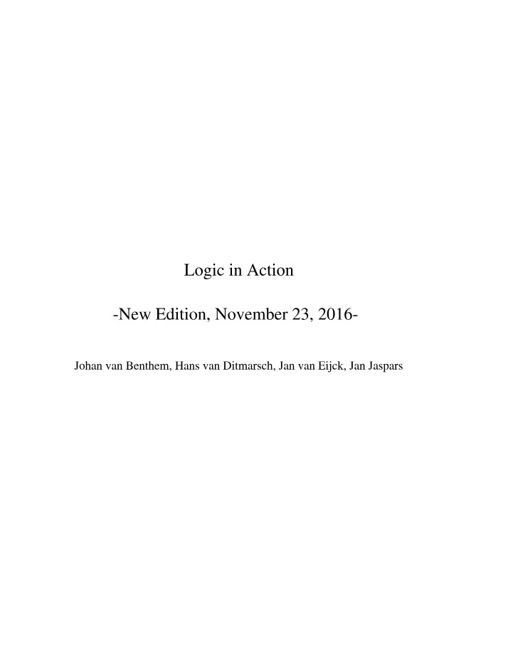 Logic in Action - Computation, Reasoning, and Inference
