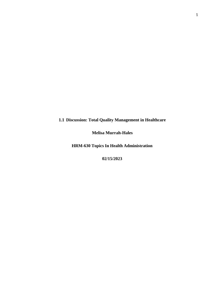 Discussion 1-1 - HRM-630