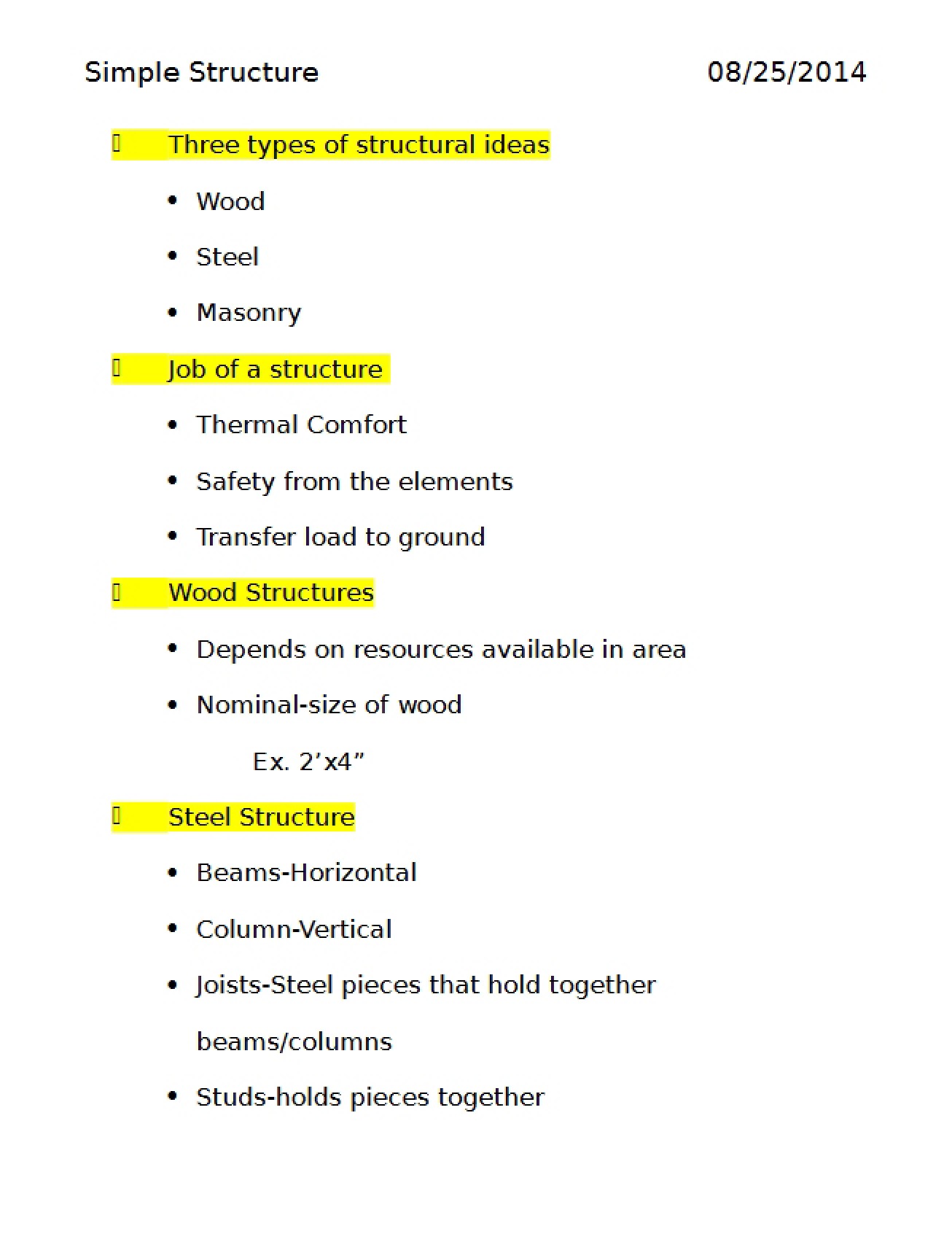 Structures Simple
