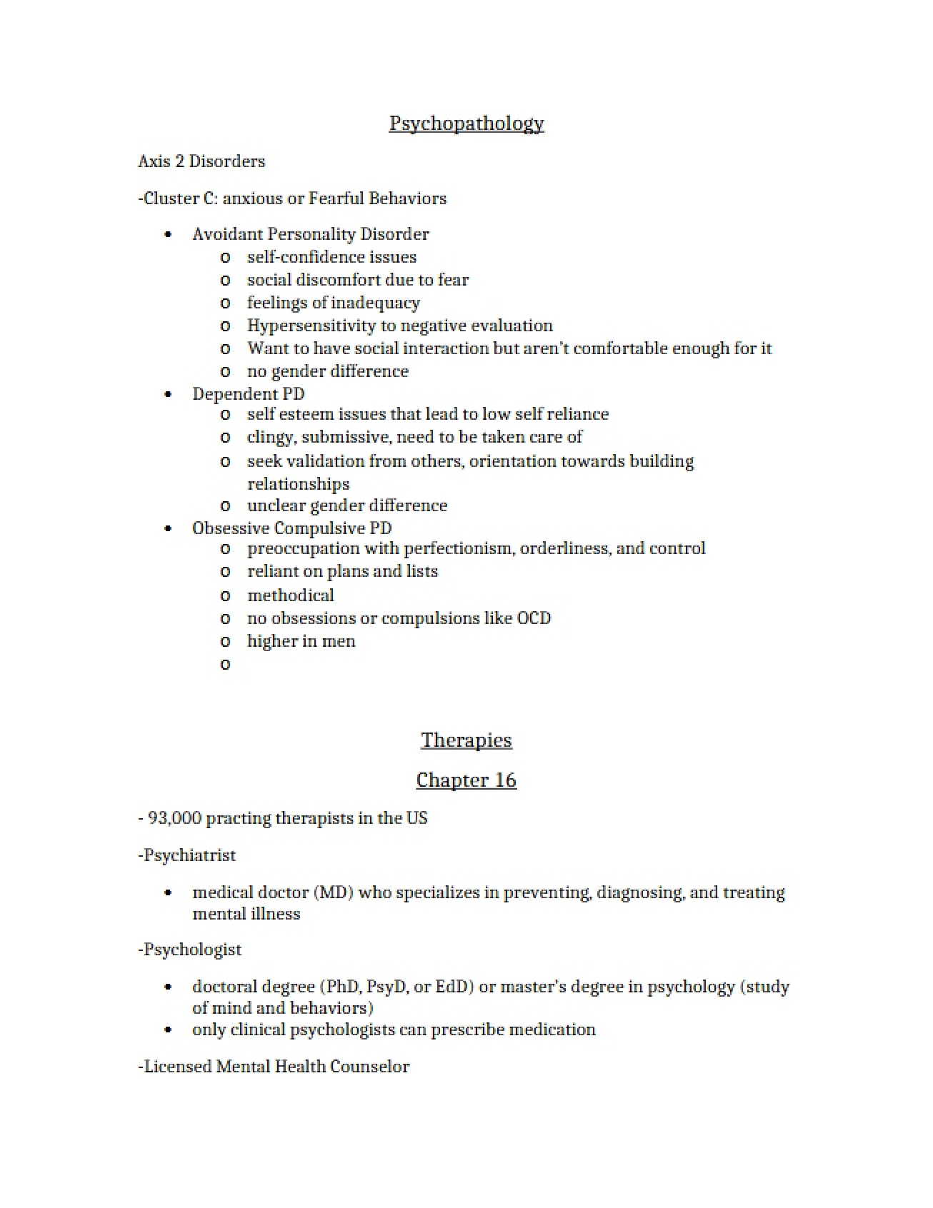 Disorders of Axis 2