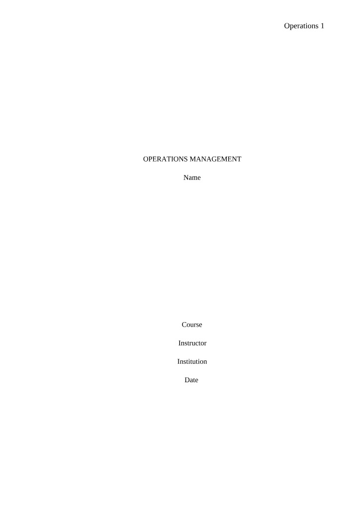Nike Operations Management - Evaluating Efficiency