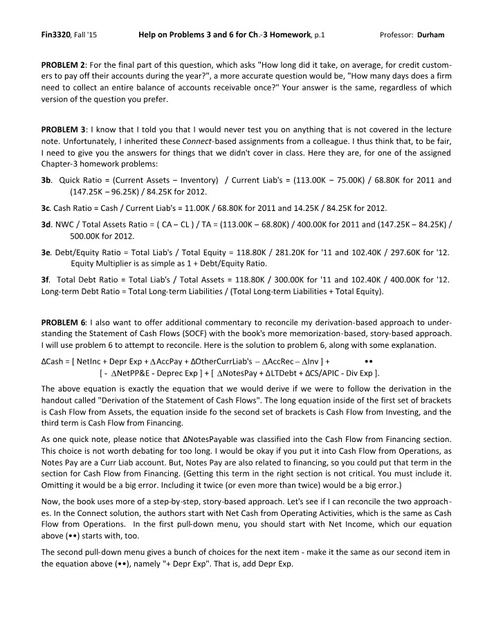 FIN 3XX - Chapter 3 Homework Help