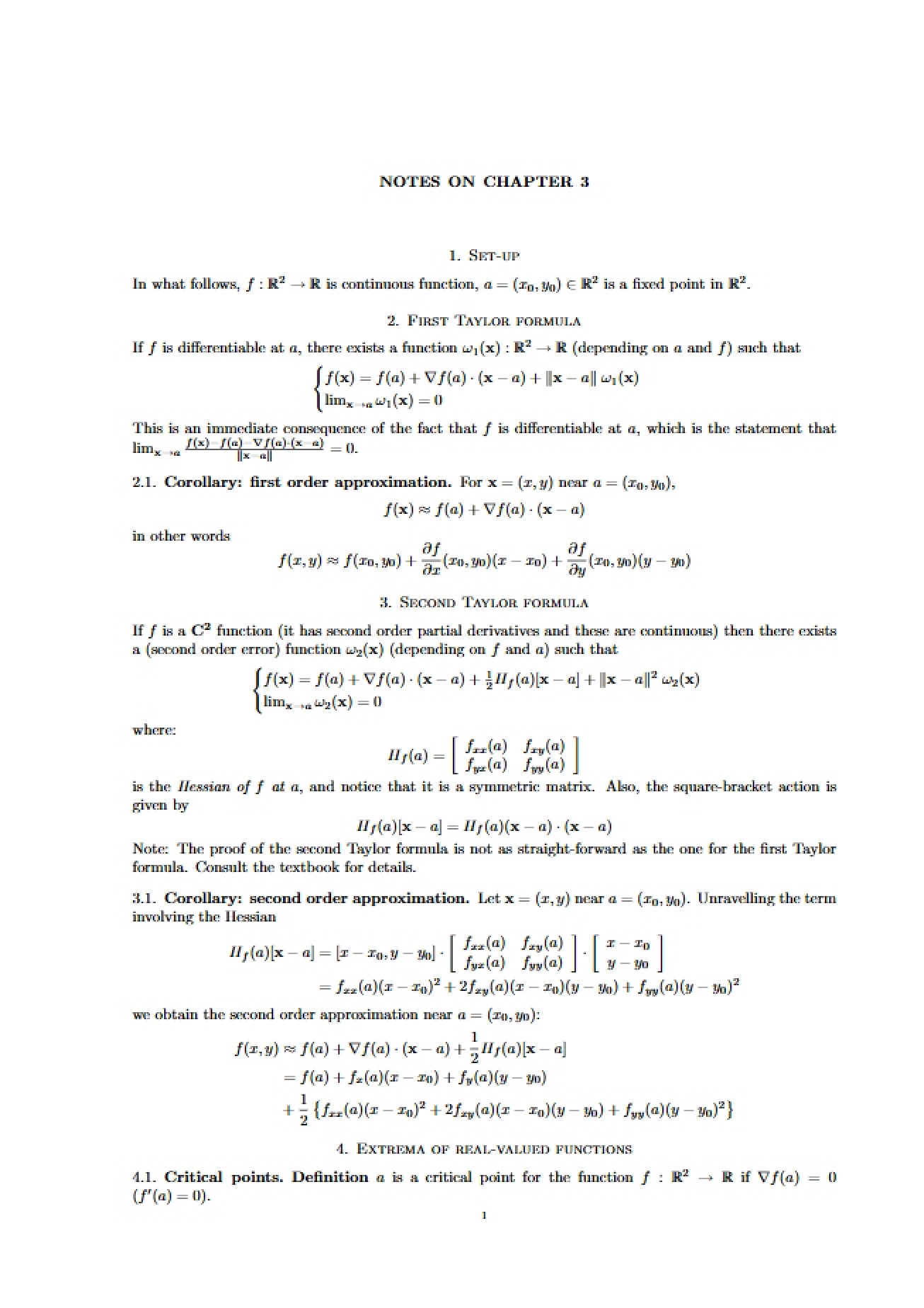 Multivariable Calculus Chapter Three Notes