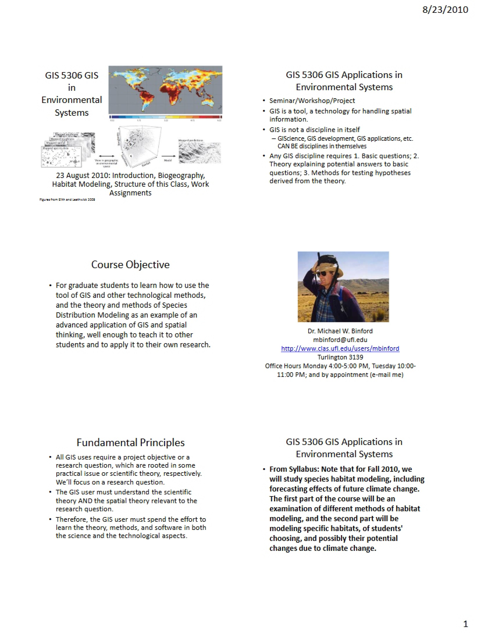 Environmental Systems in GIS 5306