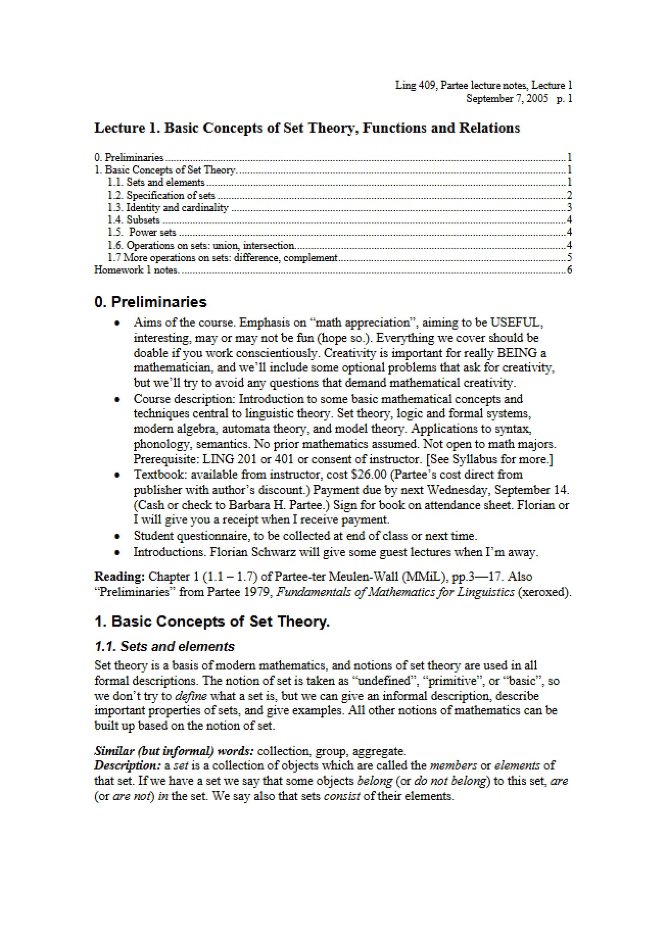 Sept 7 Set Theory Lecture