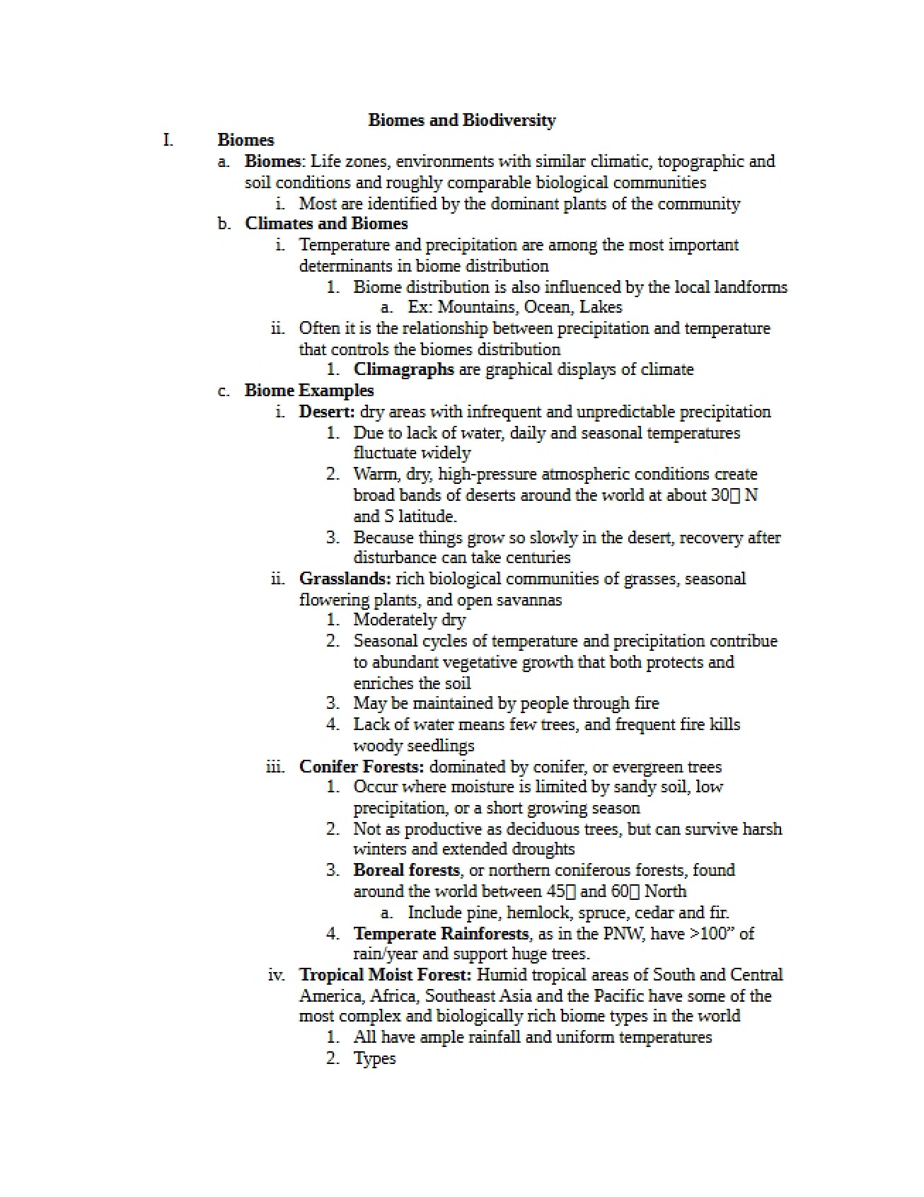 Biodiversity and Ecosystem Biomes Overview
