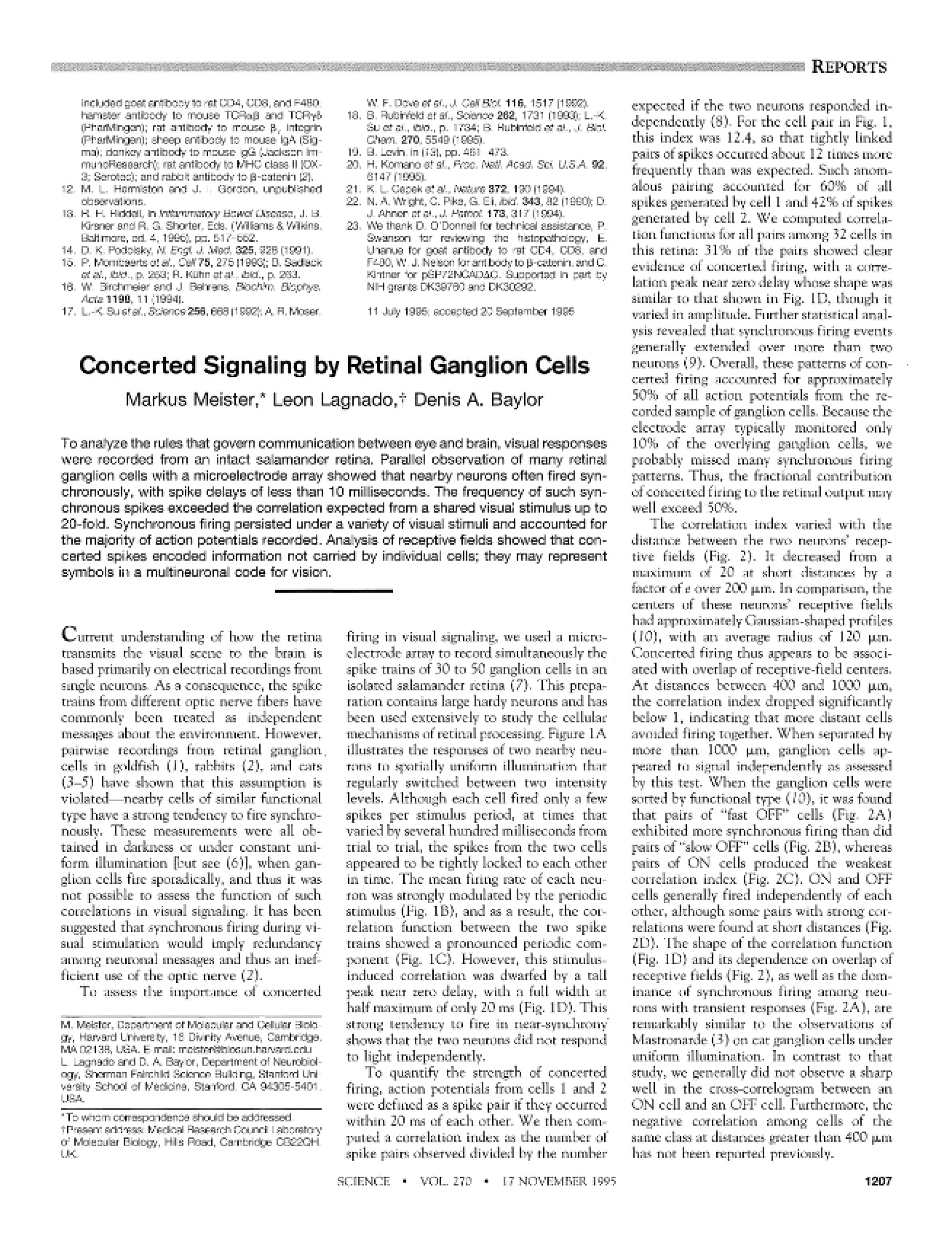 Retinal Ganglion Cell Signaling