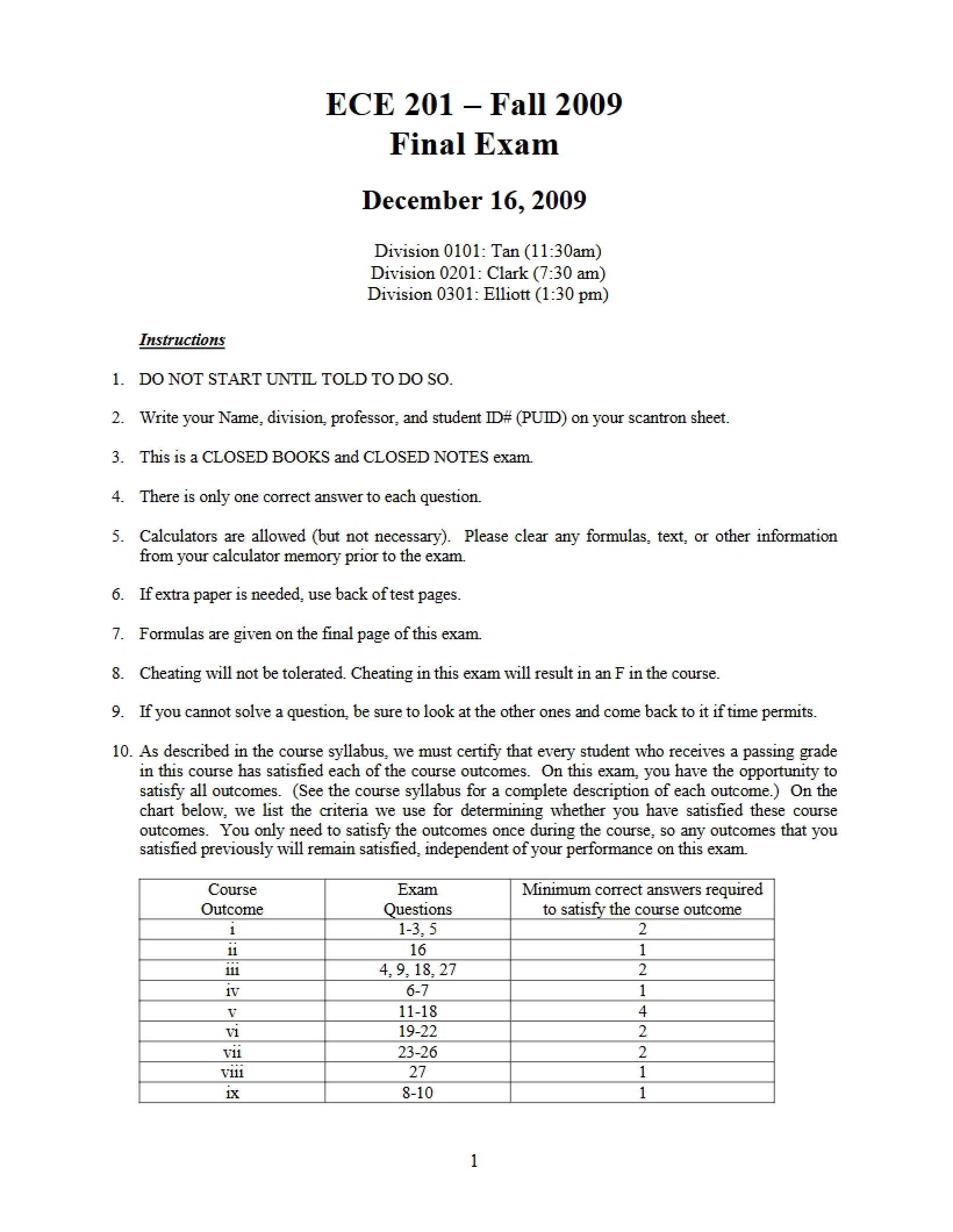 Fall 2009 Final Exam