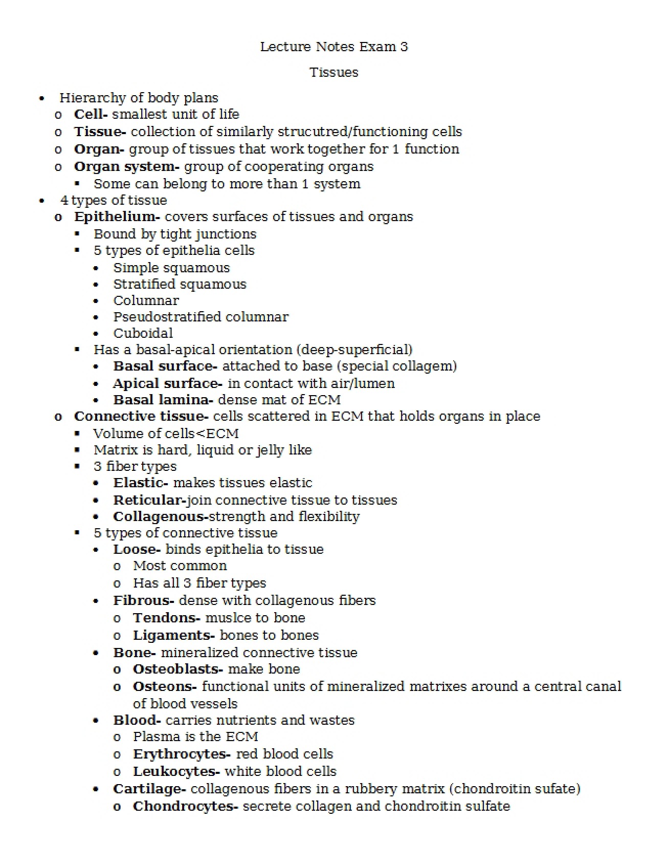 Overview of the Study of Tissues