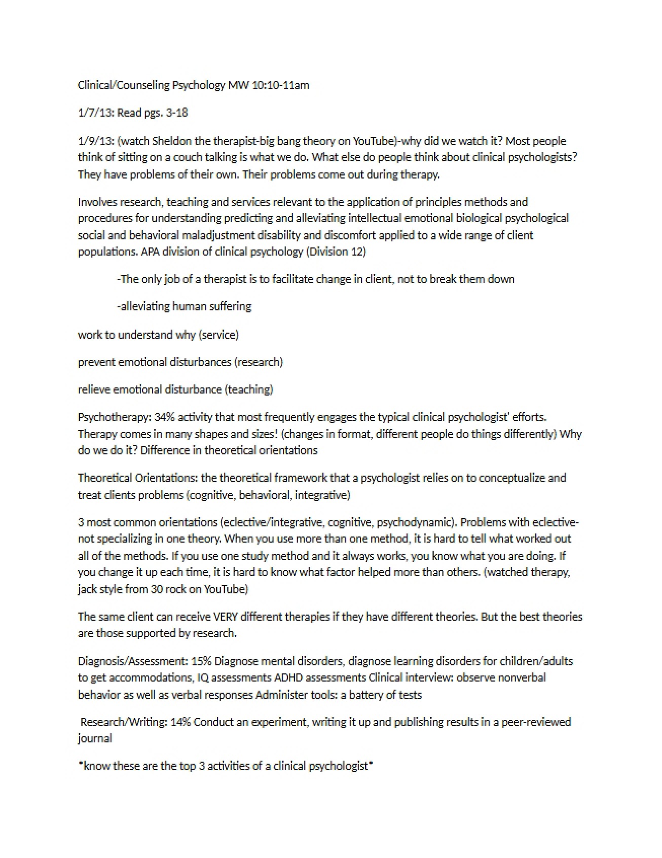 Psychology of Clinical and Counseling Fields