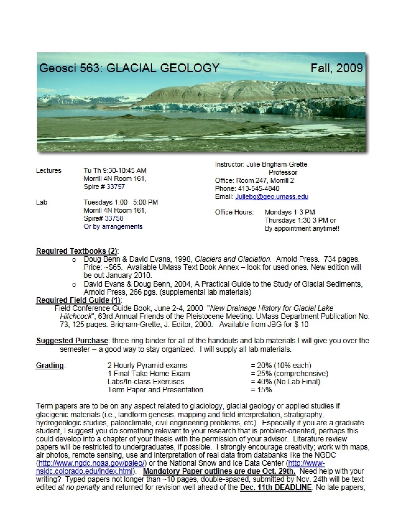 Syllabus for Glacial Geology (563)
