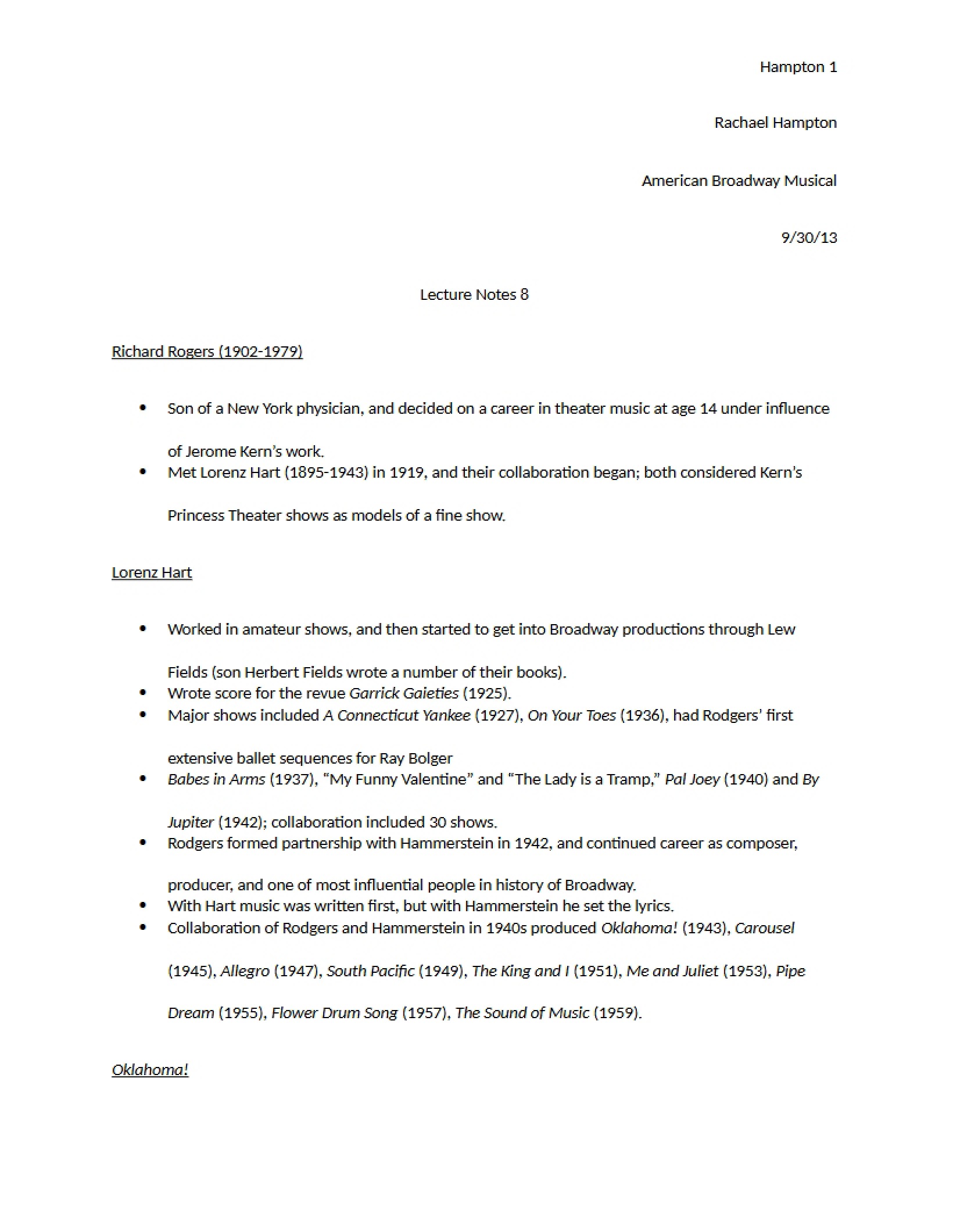 Lecture Eight Notes